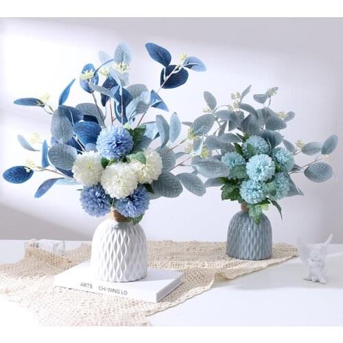 1 Bunch Artificial Flowers Hydrangea Chrysanthemum Ball Fake Plant DIY Home Wedding Decoration