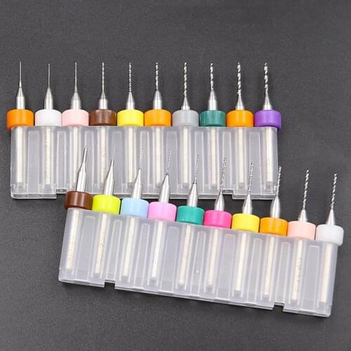 10pcs/set 0.1mm -1.0mm PCB mini drill Bit tungsten steel carbide for print circuit board cnc drill Bits Machine 0.3-1.2