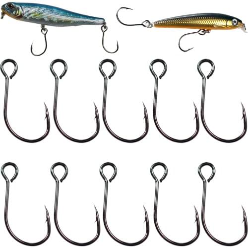 10pcs Fishing Hooks Set High Carbon Steel Inline Single Hook Jig Barbed Fishhook Fishing Tackle Accessories