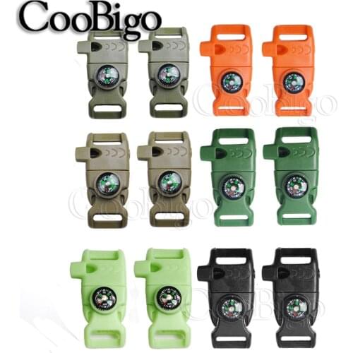 100pcs 5/8" Whistle Buckle Compass Scraper Paracord Bracelet Kids DIY Project Outdoor Camp Survival Kit Parachute 550 Rope Belt