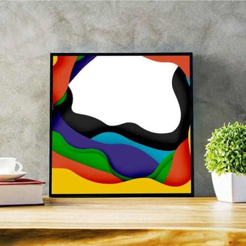 3d Abstract Background with Cut Shapes Poster Print, Business Presentation Flyer Template Wall Art Picture Decor Canvas Painting