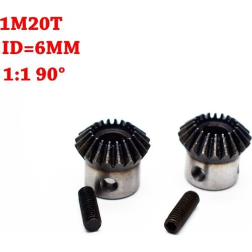 6mm 1:1 Bevel Gear 1 Modulus 20 Teeth With Inner Hole 6mm 90 Degree 45 Steel Tapered Bevel Gear Wheel Top Screws