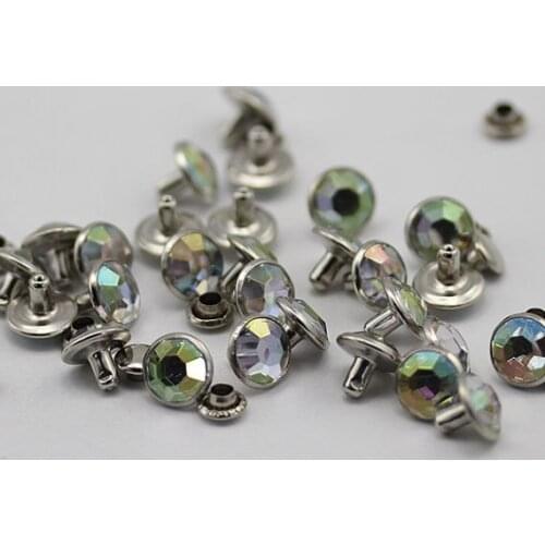 Crystal AB Coating Loose Acrylic Rhinestone Rivets (10mm) For Garments