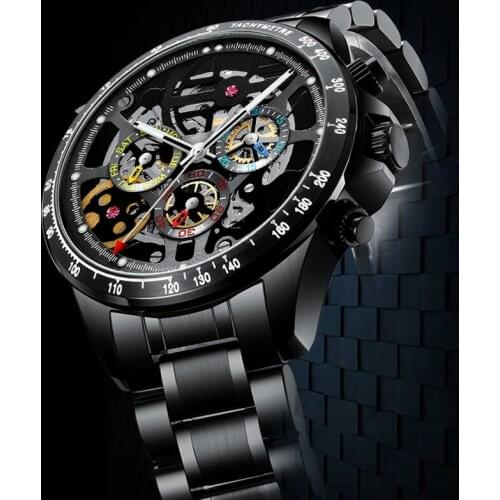 2020 New Top Fashion Brand Automatic Skeleton Watch Business Men Watches Luxury Mechanical Sports For Wrist Watch HAIQIN DESIGN