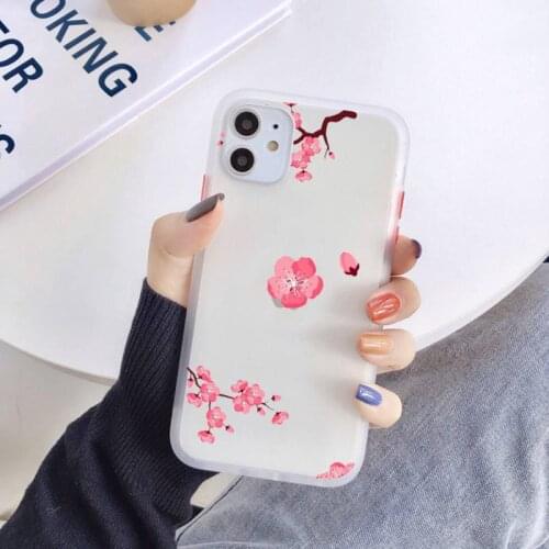 Zororong Cherry Blossoms Tree Phone Case For iPhone 12 Mini 11 Pro XS Max X XR 7 8 Plus Clear Matte Hard Cover