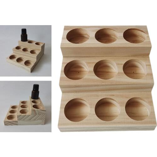 Wooden Essential Oils Display Stand 3 Tiers 9 Slots for Essential Oils, Beauty Products, Diffuser, Nail Polish Bottles