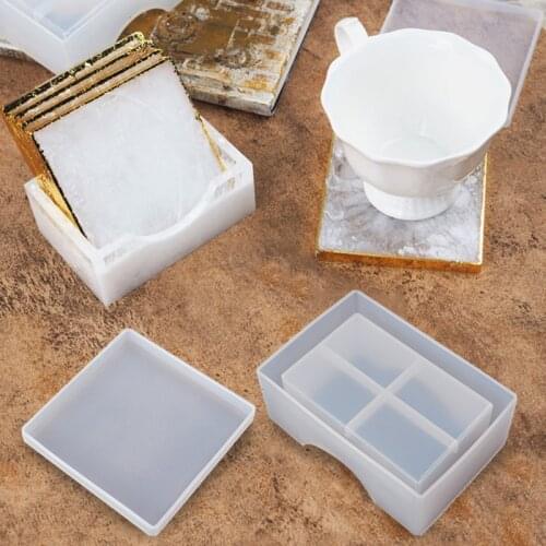 DIY Square Coaster Holder Storage Box Silicone Mold Resin Casting Mould Craft