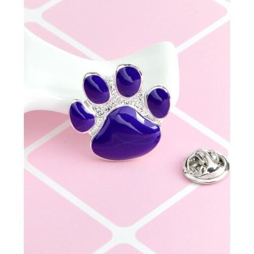 Purple Dog Claw Brooch Cute Pet Cat Kitten Paw Enamel Pin Lapel Badge Cowboy Jacket Accessories Dog Lovers Children Gifts