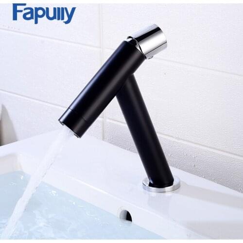 Fapully Basin Faucets Brass Bathroom Sink Faucet Black Chrome Gold Fashionable Basin Faucet Hot and Cold Mixer Basin Tap 1073