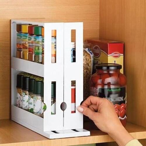 Kitchen Spice Organizer Rack Jars Bottle Storage Rack Shelf For Home Multi-Function Rotating Food Holder Organizer Shelves