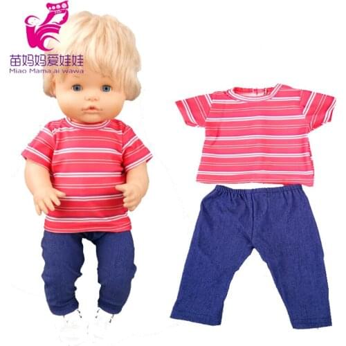 Doll clothes for 40 cm Nenuco red shirt Ropa y su Hermanita 16 inch baby doll costume toys stripe shirt