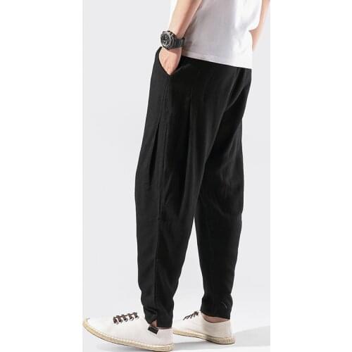 Linen Pants Men Summer Casual Harem Pant Streetwear Mens Sweatpants Traditional Chinese Vintage Trousers pantalons homme