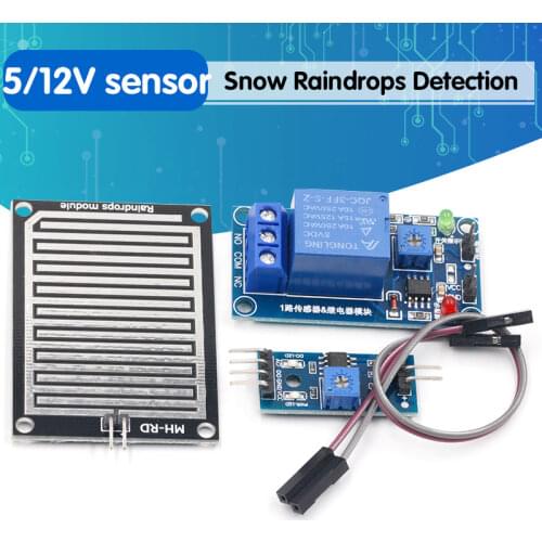 Rain water sensor module + DC 5V 12V Relay Control Module Rain Sensor Water Raindrops Detection Module for Arduino robot kit