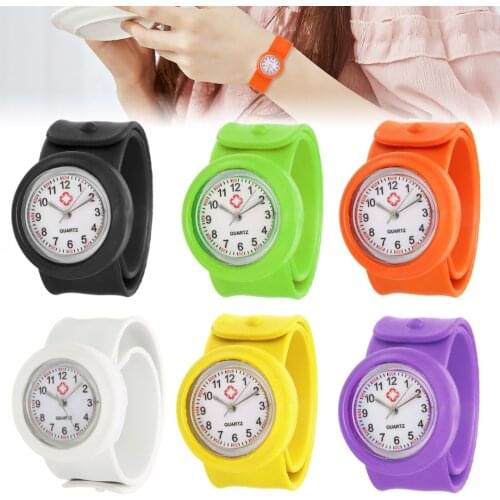 1pc Protable Nurse Slap Watch Fashion Silicone Band Quartz Girl Boy Kids Multi Color Snap On Wrist Watch Unisex Quartz Relogio
