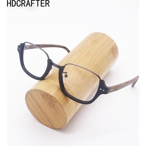 HDCRAFTER Retro Wood Glasses Frame Clear Lenses Myopia Hyperopia Optical Prescription Computer Protection Spectacles Eyeglasses
