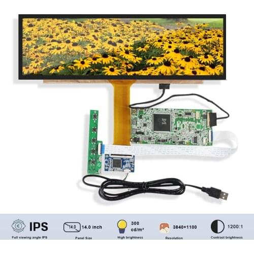 Original BOE NV140XTM-N52 14 Inch Bar 3k IPS Slim LCD 3840*1100 LCD with eDP to H-DMI Controller Board Kits