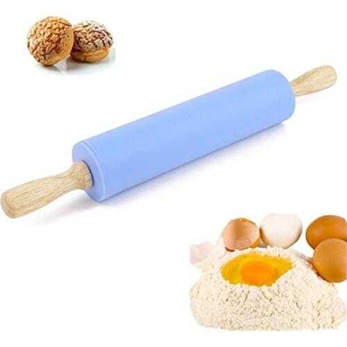 OTHERHOUSE Kitchen Wood Rolling Pin Spatula Scraper Dumpling Noodles Pastry Dough Roller for Baking Cake Pastry Pizza Colourful