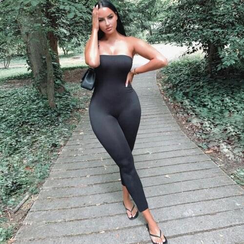 CHRONSTYLE Sexy Women Jumpsuits Ladies Clothing Strapless Off Shoulder Bodycon Playsuit Party Romper Trousers Playsuit One Piece