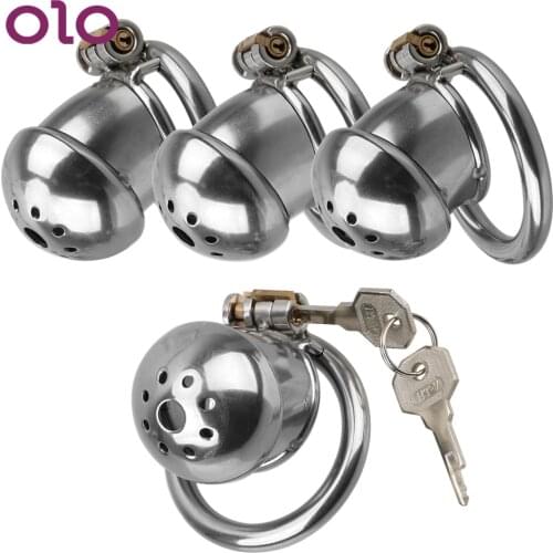 OLO Stainless Steel Chastity Belt Sex Toys for Men Penis Ring New Male Chastity Device Bird Cock Cage Lock Penis Attachments