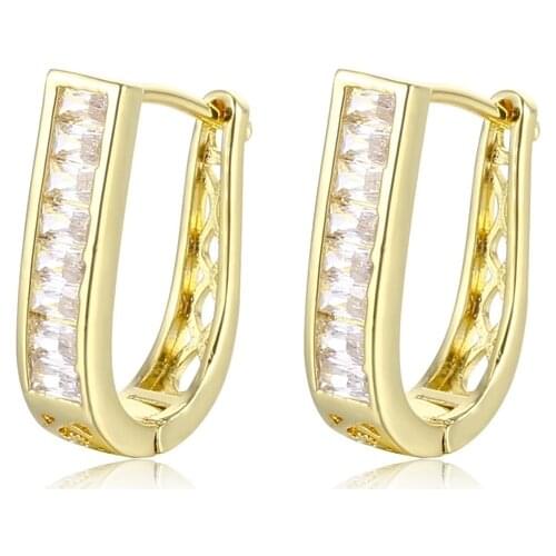18K Gold Plated Metal Hoop Earrings Women Aesthetic Pattern Minimalist U Shape Earring For Lady Statement Jewelry Drop Shipping