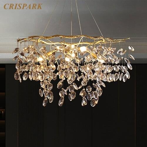 Contemporary Brass Chandelier Light LED E14 Modern Clear Pendant Dining Table Decorative Lamp Interior Living Room Villa Loft