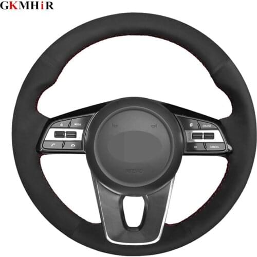 DIY Hand-stitched Black Suede Car Steering Wheel Cover For Kia K5 Optima 2019 Cee'd Ceed 2019 Forte Cerato (AU) 2018
