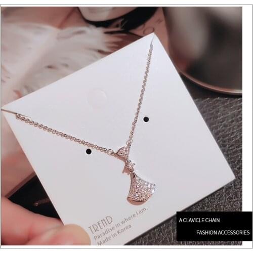 All-match Exquisite Temperament Skirt Clavicle Chain Necklace Fashion Fan-shaped Full CZ Pendant Short Crystal pendant necklace