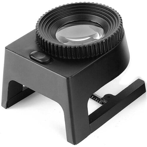 Magnification 15x Illuminated Print Loupe Lamp Magnifier Optical Glass Lens Magnifying Glass with LED Lights Linen Tester Loupe