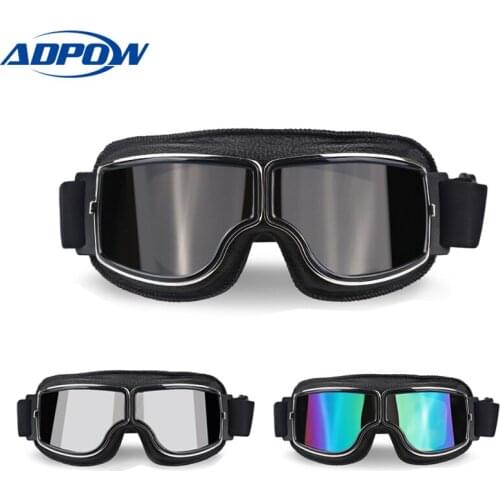 Vintage Motorcycle Goggles Motorbike Scooter Biker Glasses Helmet Goggles Foldable Universal