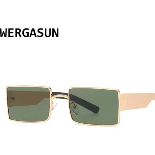 WERGASUN Vintage Sunglasses Women Luxury Brand Metal Frame Sun Glasses Rectangle Driving Eyeglasses