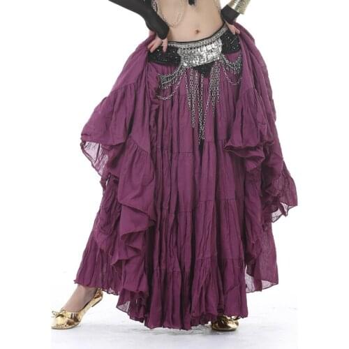 12 Colors Gypsy Dance Performance Women Gypsy Dance Full Circle Linen Skirt Women 90cm Belly Dance Tribal Skirts 360 Degrees
