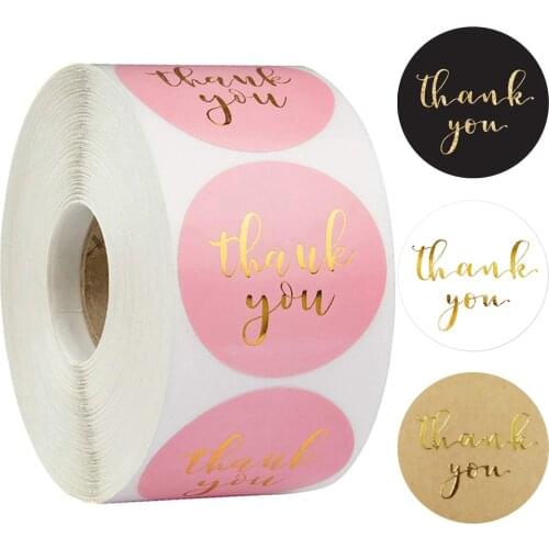 100-500pcs Thank You Stickers Scrapbook White Pink Black Gilding Sticker Envelope And Packaging Stamp Stationery Label Sticker
