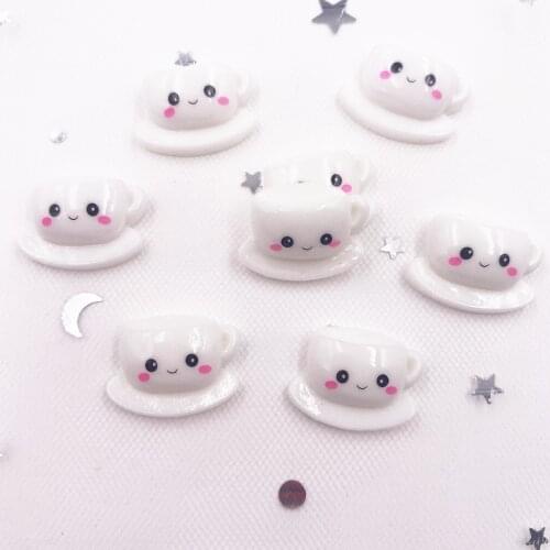 20pcs Colorful Resin Kawaii Coffee Cup Flatback Cabochon Scrapbook Figurines Mini Garden Accessories Ornament DIY Craft OG892