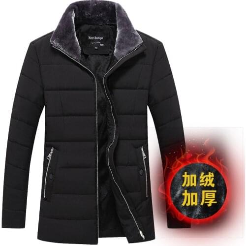 2020 hot-selling new middle-aged and elderly padded jacket plus velvet thick warmth solid color jacket men