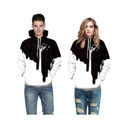 3D starry milk printing pullover hoodies for women/men casual loose plus size sweatshirts couples baseball suits