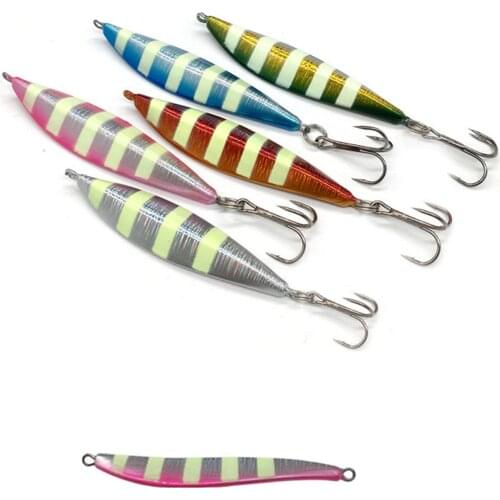 5PCS Deep sea Fishing Jigging Glow Zebra Slow Jig Jigbait Spoon Lure baits 30/40/50g