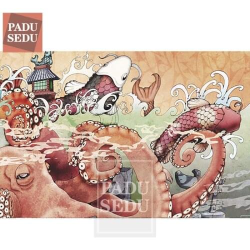 PADUSEDU 5D DIY Diamond Painting Full Drill Square Round Japanese Brocade Carp Yamato-e Daimond Mosaic Embroidery Koi Decor Room