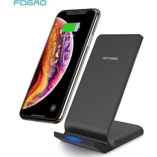 FDGAO 15W Qi Wireless Charger Stand Desk Charging Holder For iPhone 12 11 XS XR X 8 Samsung S10 S20 S21 Fast Charge Dock Station