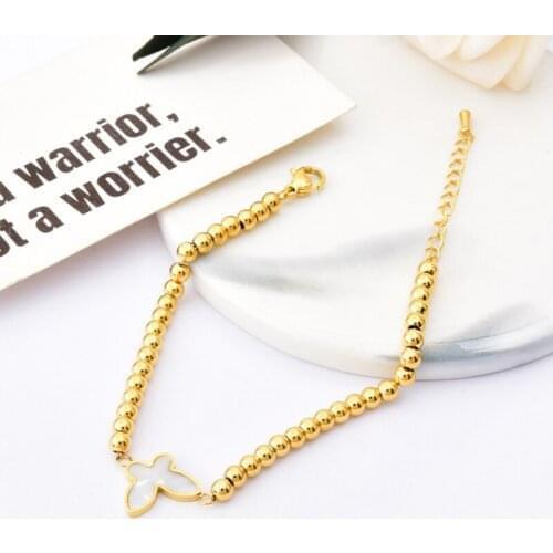 XIYANIKE 316L Stainless Steel Gold Color Bead Bracelets Butterfly Bracelets For Women 2021 Festival Gift New Fashion Jewelry