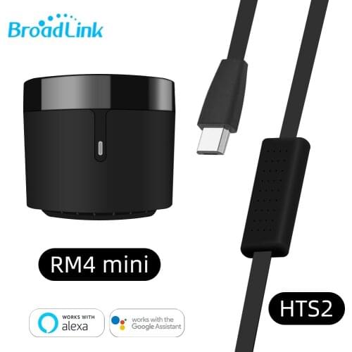 BroadLink RM4 Mini Smart Universal Remote IR Transmitter for TV, Air-con by APP Temperature Humidity Sensor HTS2 with Alexa