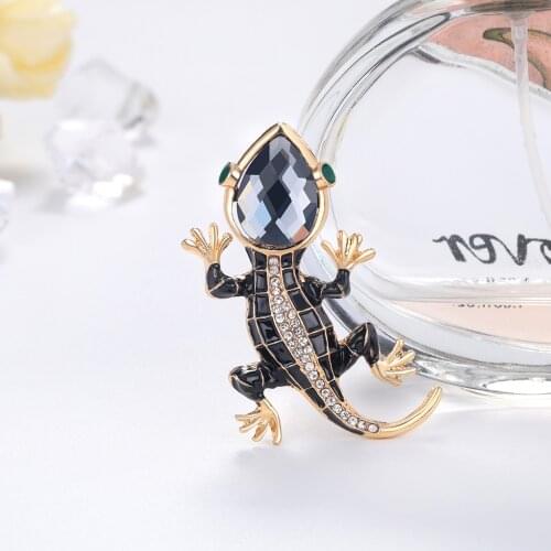 Crystal Lizard Brooches for Women Cute Fashion Animal Pins Summer Style Shining Jewelry Kids Accessories Good Gift