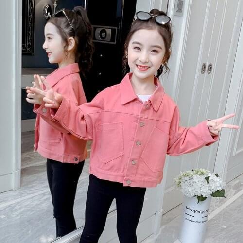 Girls Babys Kids Coat Jean Jacket Outwear 2021 Simple Spring Autumn Overcoat Top Sport Princess Toddler Childrens Clothing