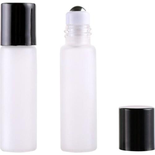 15MM*60MM 100Pieces/Lot 5ML Travel Frosted Glass Roll on Perfume Bottle For Essential Oils Empty Cosmetic Vial With Steel Beads