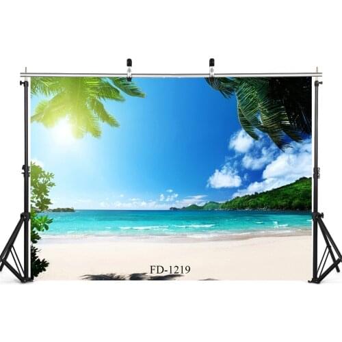 Blue Sky Beach Sea Photography Backdrop for Photograph Accessories Children Vinyl Cloth Computer Printed Background Photo Studio