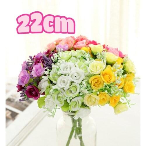 22cm 21 Head Rose Artificial Flowers High Quality 1 Bouquet Fake Flowers Bouquet Home Garden Bride Wedding Party Decorations