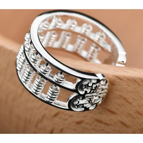 Vintage Ethnic Style Hollow Abacus Ring for Men Women Good Lucky Wealth Ring Antique Ring Unisex Biker Ring Hip Hop Jewelry