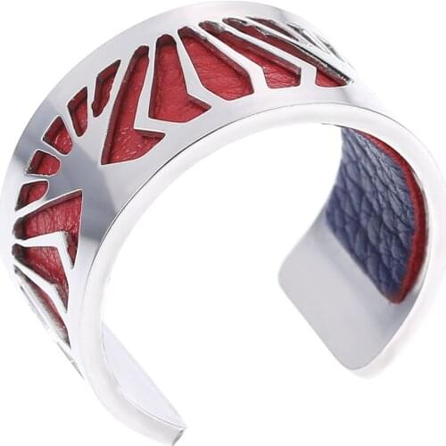 Yoiumit Bague Femme Bijoux Small Reversible Stainless Steel Rings Interchangeable Leather For Women Jewelry