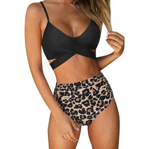 Swimsuit Women High Waisted Bikini 2021 Woman Criss Cross Bikini Set Leopard Print Beachwear Bathing Suit Push Up Women Swimwear