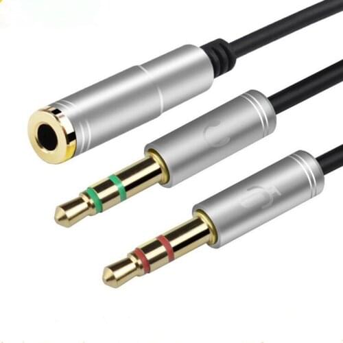 LSBC Headphone Splitter 3.5mm Female to 2 Dual 3.5mm Male Headphone Mic Audio Y Splitter Cable Smartphone Headset to PC Adapter