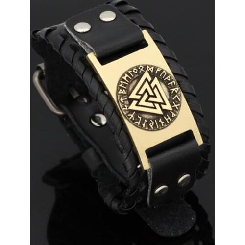 Odin logo triangle rune Lunawen metal mens bracelet
